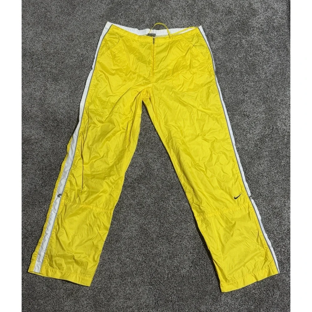 Vtg Nike Yellow Windbreaker Pants Zip Front Women's Size M (8-10) Convertible